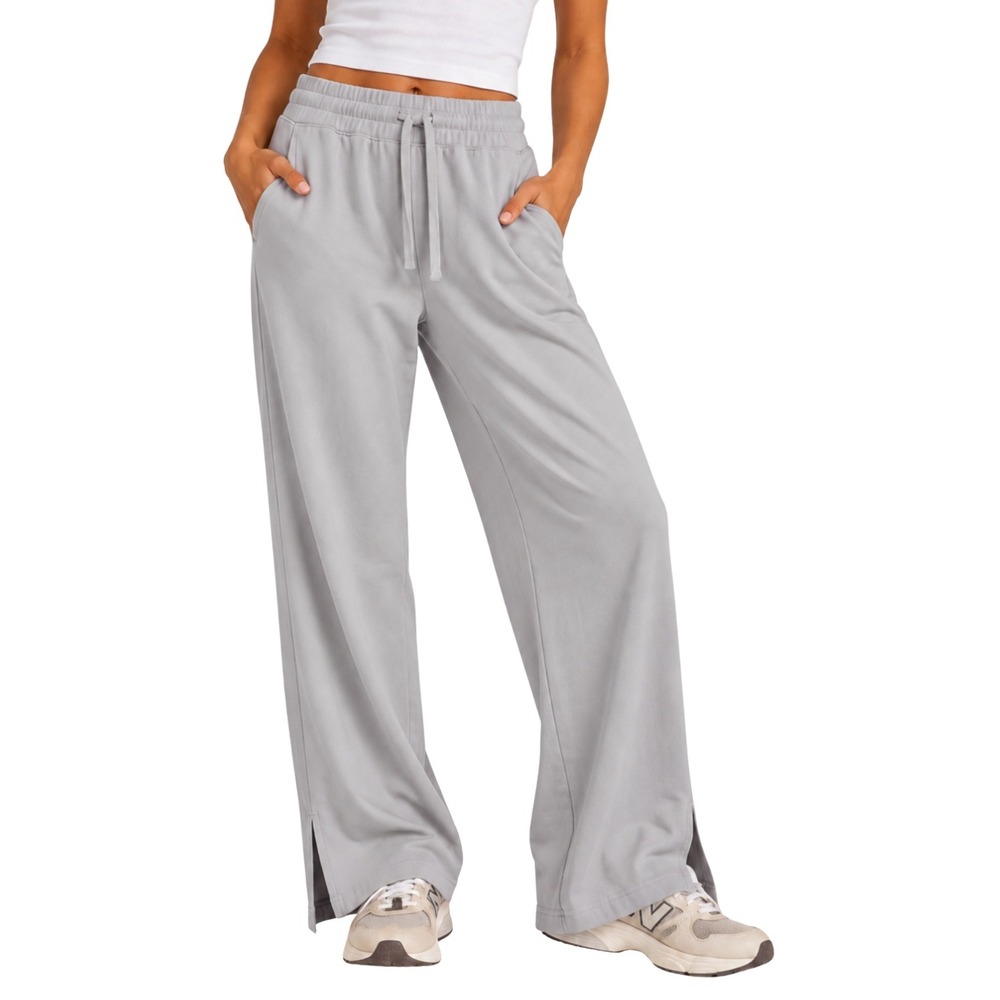 Pact Pants Womens XS Gray Organic Cotton Wide Leg Sweatpants High Rise Lounge